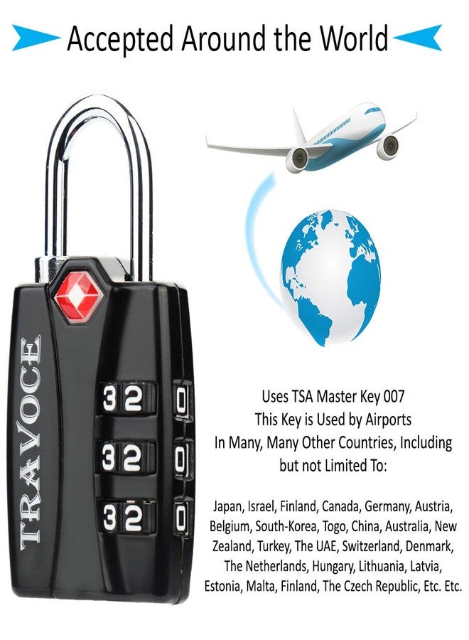 Travoce TSA Approved Luggage Locks, Travel Locks Which Also Work Great as Gym Locks, Toolbox Lock, Backpack and More, Black 1 Pack - Image 5